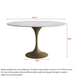 Elegant Round Dining Table Set with Sintered Stone Top & Brass Iron Legs
