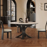 Luxury Convertible Dining Table with Sintered Stone Top & Telescopic Wooden Base