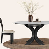 Luxury Convertible Dining Table with Sintered Stone Top & Telescopic Wooden Base