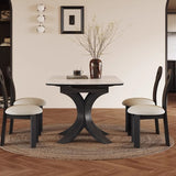 Luxury Convertible Dining Table with Sintered Stone Top & Telescopic Wooden Base