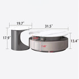 Luxury Slate Top Modern High-Low Round Coffee Table Set with Storage Drawers in Grey