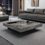 Luxury Square Marbling Coffee Table with Metal Legs