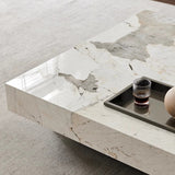 WEHOMZ Luxury Square Coffee Table with Sintered Stone Top & Metal Legs in Multiple Colors