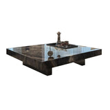 WEHOMZ Luxury Square Coffee Table with Sintered Stone Top & Metal Legs in Multiple Colors