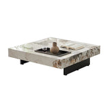 WEHOMZ Luxury Square Coffee Table with Sintered Stone Top & Metal Legs in Multiple Colors