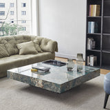 WEHOMZ Luxury Square Coffee Table with Sintered Stone Top & Metal Legs in Multiple Colors