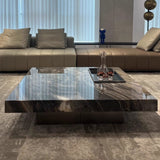 WEHOMZ Luxury Square Coffee Table with Sintered Stone Top & Metal Legs in Multiple Colors