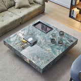 WEHOMZ Luxury Square Coffee Table with Sintered Stone Top & Metal Legs in Multiple Colors