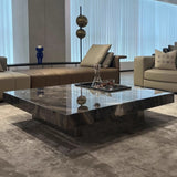 WEHOMZ Luxury Square Coffee Table with Sintered Stone Top & Metal Legs in Multiple Colors