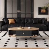 Mid-Century Modern Oval Coffee Table with Drawer