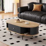 Mid-Century Modern Oval Coffee Table with Drawer