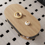 Mid-Century Modern Oval Coffee Table with Drawer