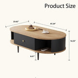 Mid-Century Modern Oval Coffee Table with Drawer