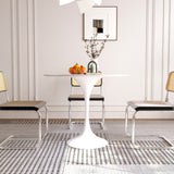 Minimalist 35.43" White Rock Slab Round Dining Table