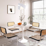 Minimalist White Rock Slab Round Dining Table - Sintered Stone Top & Plastic Base