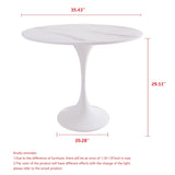 Minimalist White Rock Slab Round Dining Table - Sintered Stone Top & Plastic Base