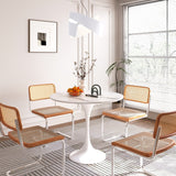 Minimalist White Rock Slab Round Dining Table - Sintered Stone Top & Plastic Base