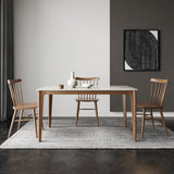WEHOMZ Minimalist Slate & Wood Dining Table, Seats 6, White & Burlywood
