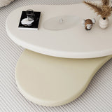 WEHOMZ Rotatable Coffee Table in Off-White & Beige - Unique Oval Design, Minimalist Style, MDF & Wooden Build