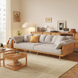 Modern 3-Seat Upholstered Cotton Linen Sofa Solid Wood Frame Sofa