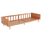 WEHOMZ Modern 3-Seater Sofa in Beige Cotton Linen & Solid Wood Frame