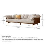 WEHOMZ Modern 3-Seater Sofa in Beige Cotton Linen & Solid Wood Frame