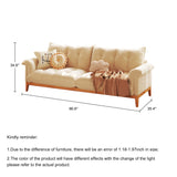 Beige Modern 3-Seater Sofa with Solid Wood Frame & Cotton Linen Upholstery