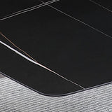 Modern Black Marble Dining Table with Sintered Stone Top & Metal X-Base