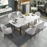 Modern 70.9" Marble Dining Table Rectangular Top Stainless Steel Base