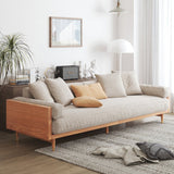 WEHOMZ Beige Linen Fabric 3-Seater Sofa with Solid Wood Frame & Japandi Style for Modern Living Rooms