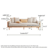 WEHOMZ Beige Linen Fabric 3-Seater Sofa with Solid Wood Frame & Japandi Style for Modern Living Rooms