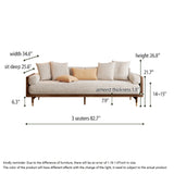 WEHOMZ Beige Linen Fabric 3-Seater Sofa with Solid Wood Frame & Japandi Style for Modern Living Rooms