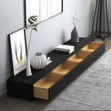 Modern Black Wood TV Stand for 88-inch Screens with 4 Storage Drawers