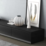 Modern Black Wood TV Stand for 88-inch Screens with 4 Storage Drawers