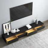Modern Black Wood TV Stand for 88-inch Screens with 4 Storage Drawers