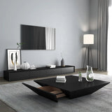 Modern Black Wood TV Stand for 88-inch Screens with 4 Storage Drawers