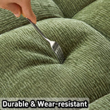 WEHOMZ Modern Chenille Pull-Out Sofa Bed – Forest Green, Creamy White & Ivory Teddy Plush