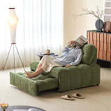 WEHOMZ Modern Chenille Pull-Out Sofa Bed – Forest Green, Creamy White & Ivory Teddy Plush