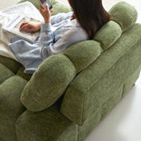 WEHOMZ Modern Chenille Pull-Out Sofa Bed – Forest Green, Creamy White & Ivory Teddy Plush