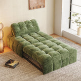 WEHOMZ Modern Chenille Pull-Out Sofa Bed – Forest Green, Creamy White & Ivory Teddy Plush