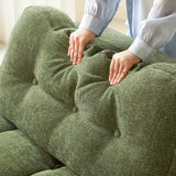 WEHOMZ Modern Chenille Pull-Out Sofa Bed – Forest Green, Creamy White & Ivory Teddy Plush