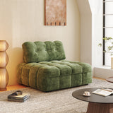 WEHOMZ Modern Chenille Pull-Out Sofa Bed – Forest Green, Creamy White & Ivory Teddy Plush