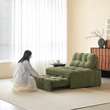 WEHOMZ Modern Chenille Pull-Out Sofa Bed – Forest Green, Creamy White & Ivory Teddy Plush