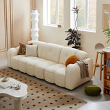 Modern Cloud Style 3-Seater Sofa in White Cat Scratch Resistant Fabric