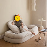 Beige Modern Convertible Sleeper Sofa Bed in Plush Teddy Velvet