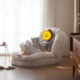 Beige Modern Convertible Sleeper Sofa Bed in Plush Teddy Velvet