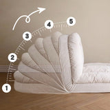 Beige Modern Convertible Sleeper Sofa Bed in Plush Teddy Velvet