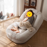 Beige Modern Convertible Sleeper Sofa Bed in Plush Teddy Velvet