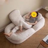 Beige Modern Convertible Sleeper Sofa Bed in Plush Teddy Velvet