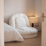 Beige Modern Convertible Sleeper Sofa Bed in Plush Teddy Velvet